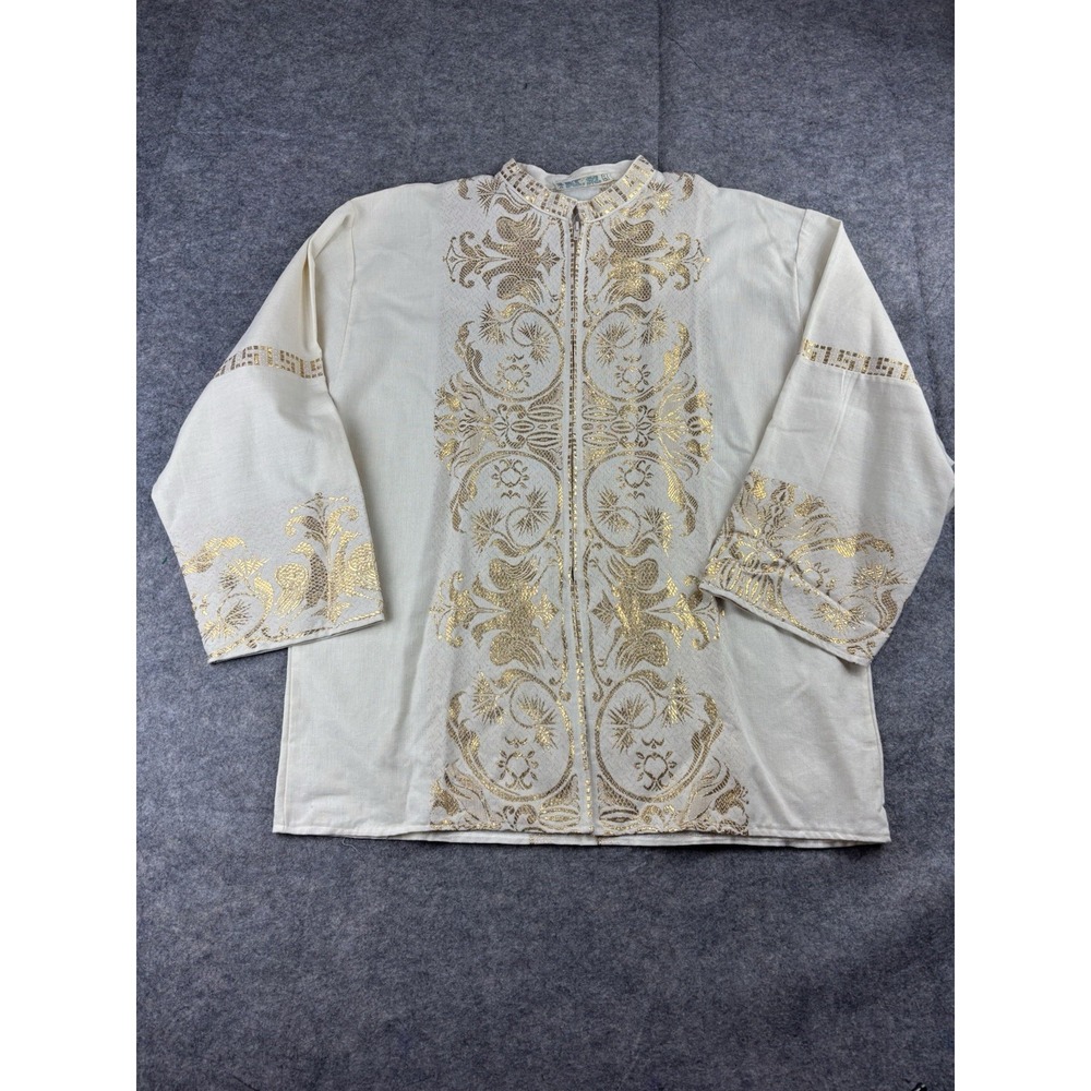 Kataikeyhi Men's XL? Gold Design Zip Up Blouse Kimono Fast Dyes Made In Greece‎